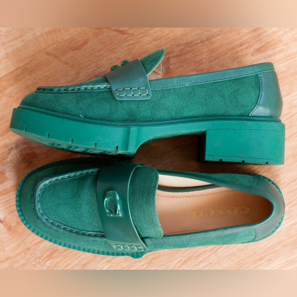 COACH Leah Loafer Signature Canvas Loafer - ‘Dark Pine’ - Picture 2 of 7